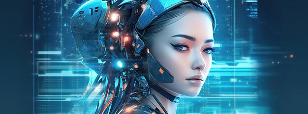 Premium AI Image | Illustration of a cyborg woman and Ai technology ...