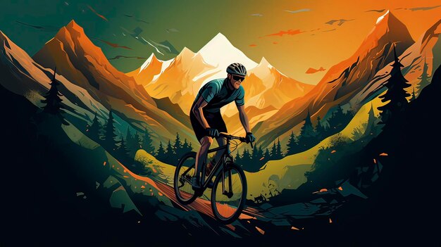 Illustration of Cycling Adventure AIGenerated Vector for Tshirt Design