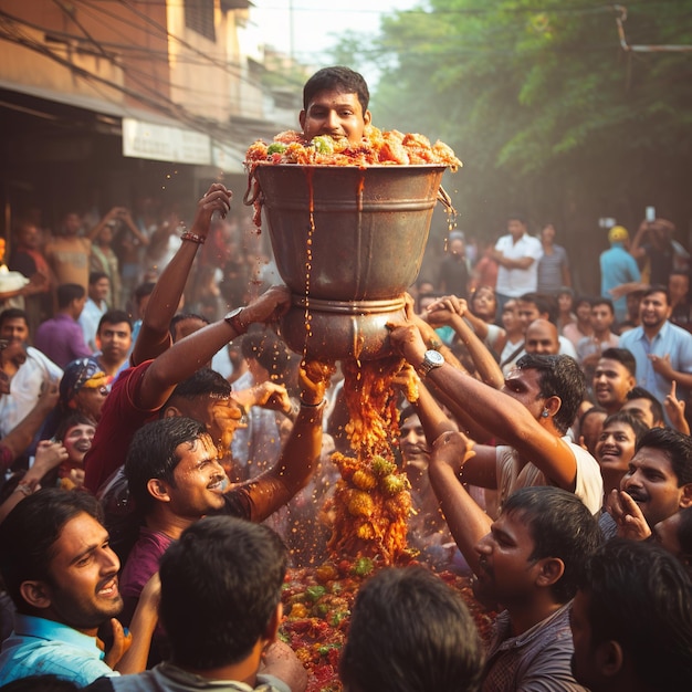 Photo illustration of dahi handi pot