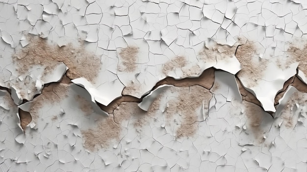 Illustration of a damaged and weathered wall with peeling paint and cracks Generative ai