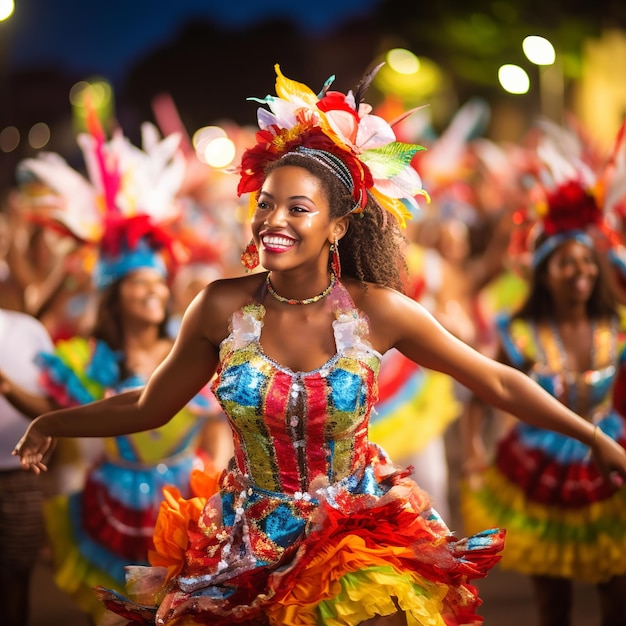 Photo illustration of dancers small parade with traditional costumes