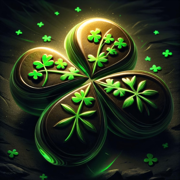 Photo illustration of a dark green clover