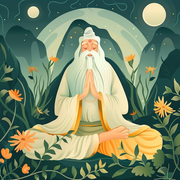 Illustration for the Day Of Honoring Celebration Guru Purnima