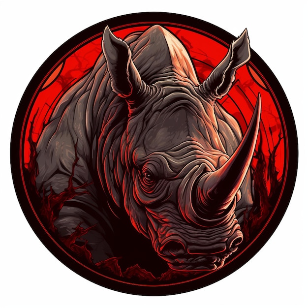 Photo illustration of a deadly red rhinoceros in a circle