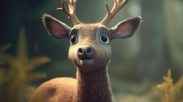 Illustration of a deer in the forest