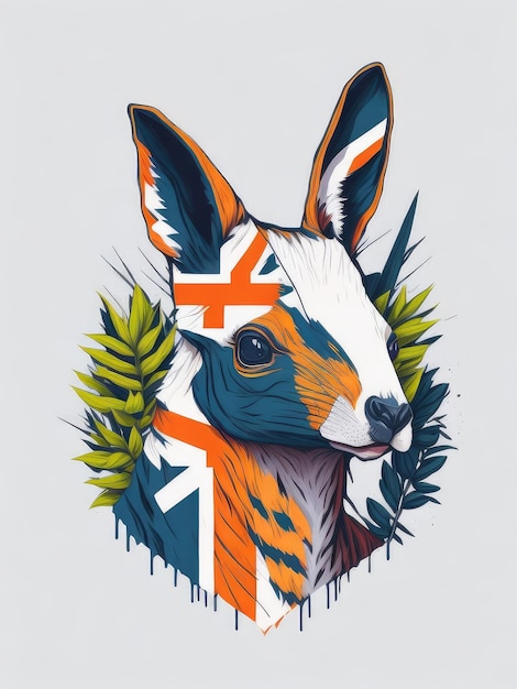 Illustration of a deer with a flag on its head representing patriotism and freedom created with Generative AI technology