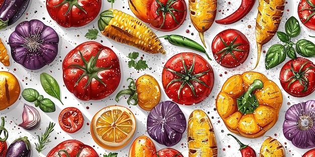 Illustration of delicious food grilled vegetables