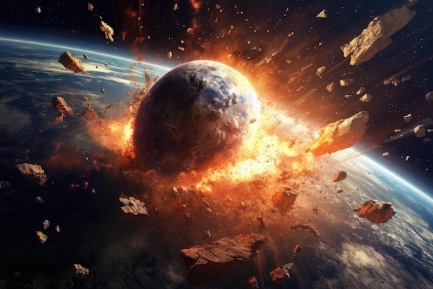 Иллюстрация, изображающая встречу Земли с метеоритным Армагеддоном
