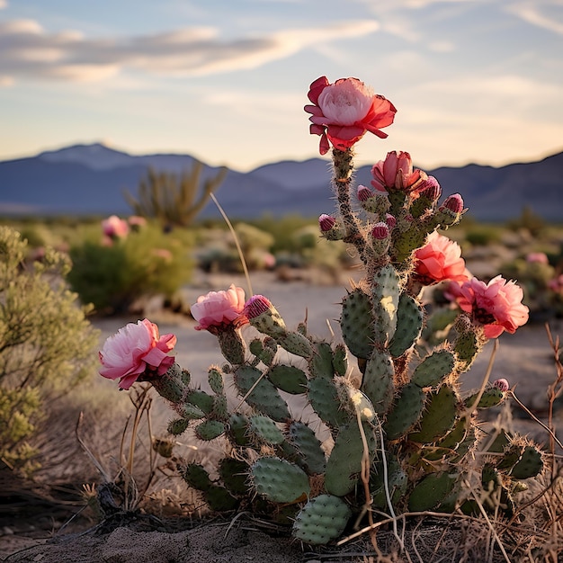 砂漠の動植物の風景写真のイラスト