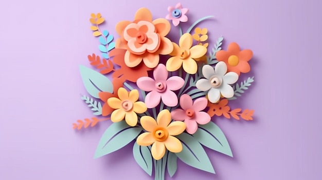 Illustration of design bouquet paper craft style generative ai