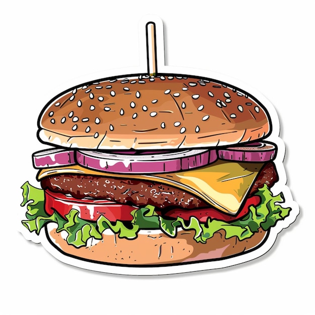 ハンバーガーステッカーのイラストデザイン