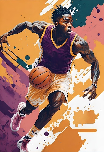 Illustration design with abstract basketball player