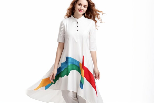 Fancy Plain Front Slit White Kurti For Girls | Hellobeautifuls