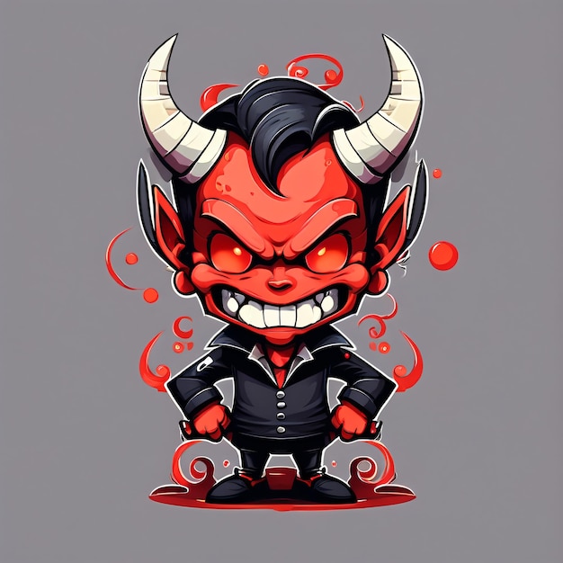 Illustration of a devil with horns on a gray background illustration