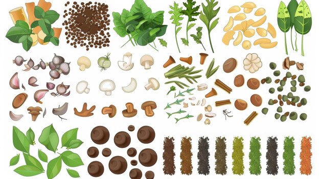 Photo an illustration of the different types of compostable materials categorizing them as greens or