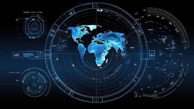 illustration digital earth in HUD design