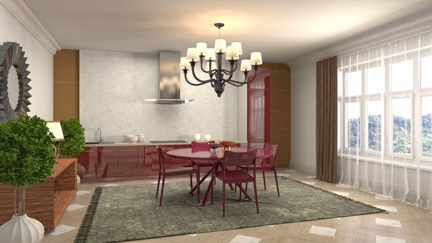 Photo illustration of the dining room interior