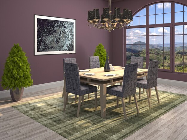 Photo illustration of the dining room interior