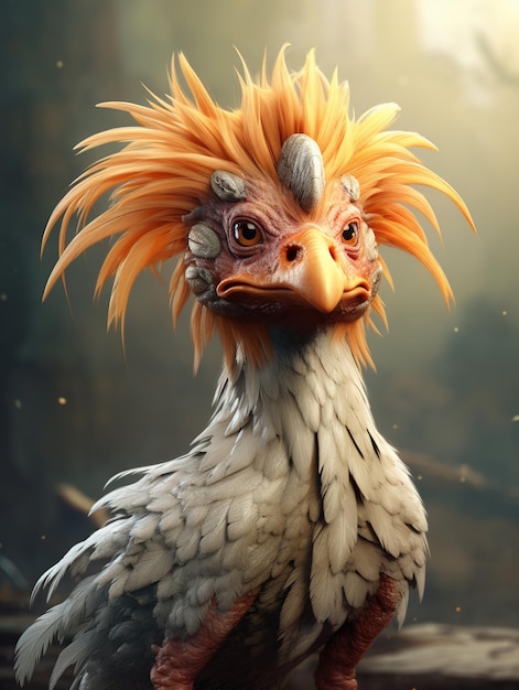 Иллюстрация курицы-динозавра Реалистическая натуральная