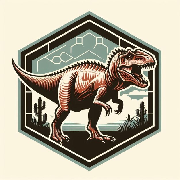 Photo illustration of dinosaur vintage style