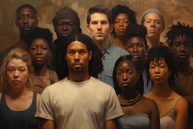 黒人の多様なグループのイラスト