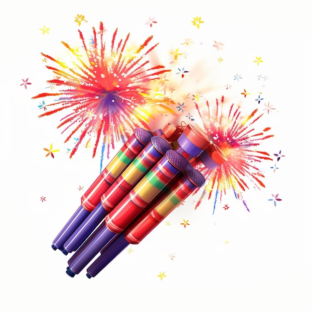 illustration of Diwali bomb firecracker isolated white