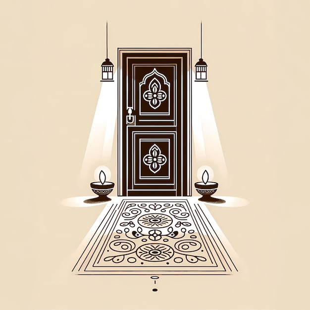 Illustration of Diwali festival background with Diwali lamps