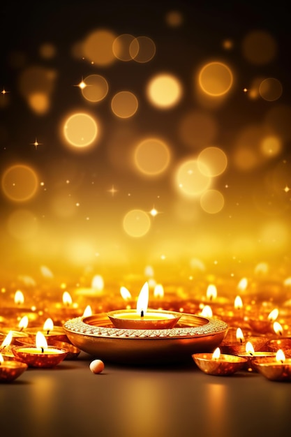 Illustration of Diwali festival Diya Lamp with rangoli at the bottom Ai Generated