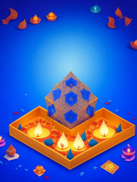 Illustration of diwali festival diya lamp with