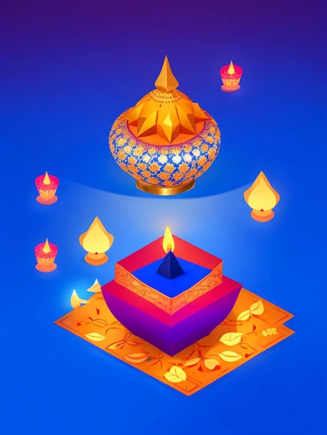 Illustration of diwali festival diya lamp with