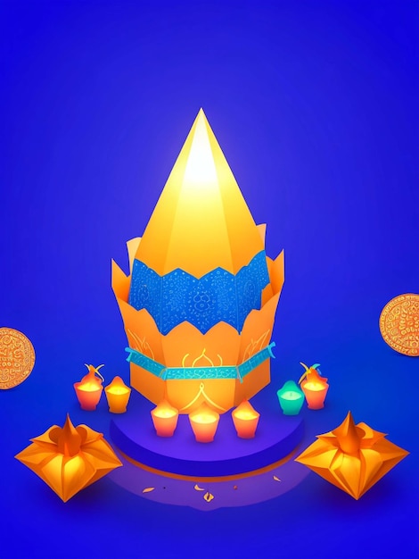 Illustration of diwali festival diya lamp with