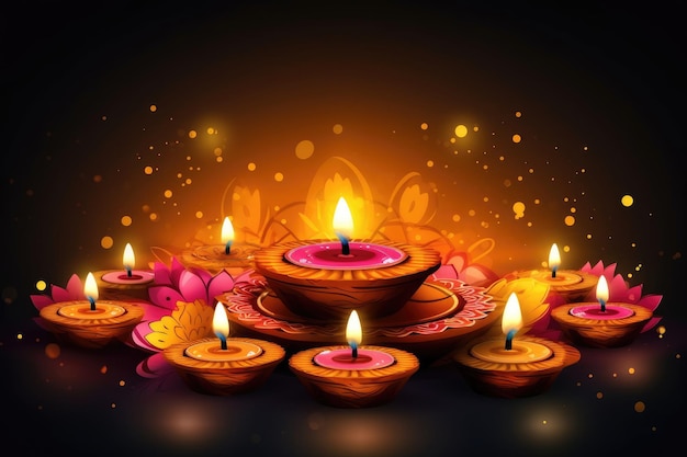 Illustration of diya on diwali celebration