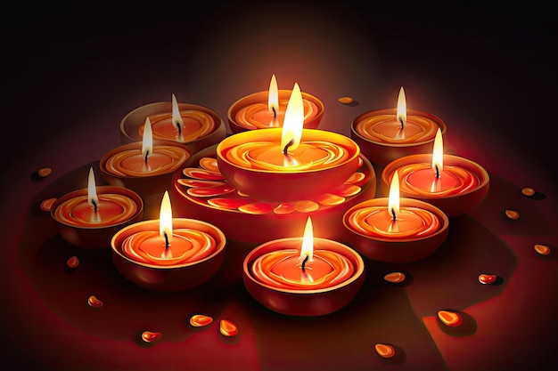 Illustration of diya on diwali celebration