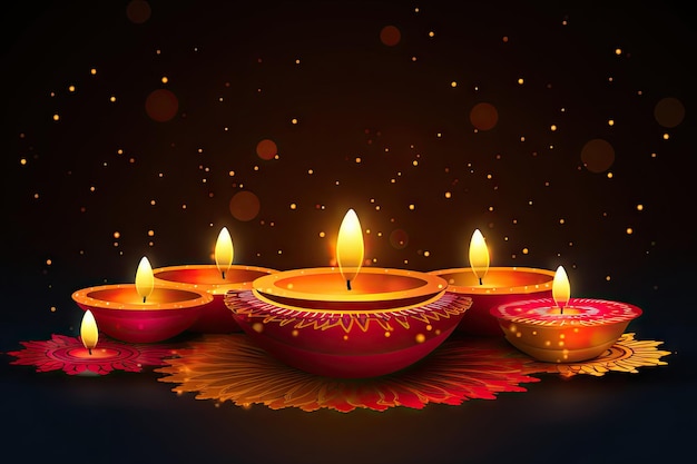 Illustration of diya on diwali celebration