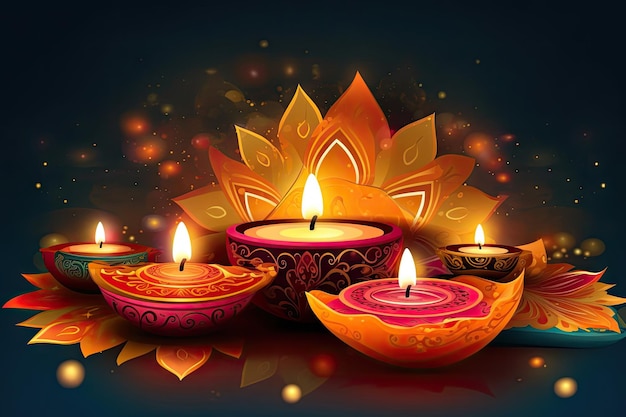 Photo illustration of diya on diwali celebration