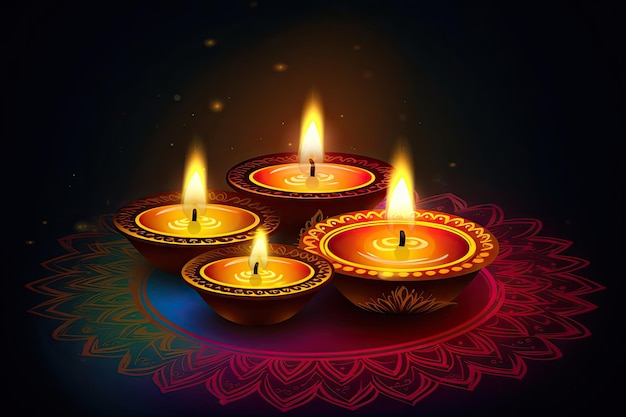 Illustration of diya on diwali celebration