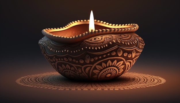 Illustration of diya on Diwali celebrationillustration