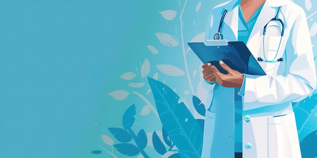 Illustration of doctor holding a clipboard