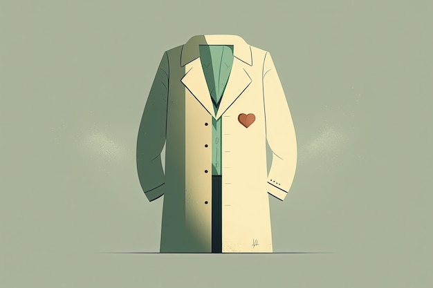 Иллюстрация халата врача с концепцией здоровья сердца Generative AI