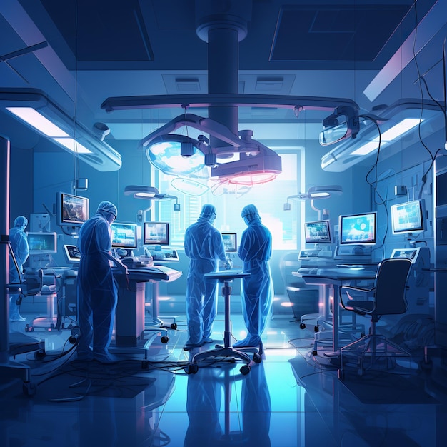 illustration of doctors working in the operating room they look