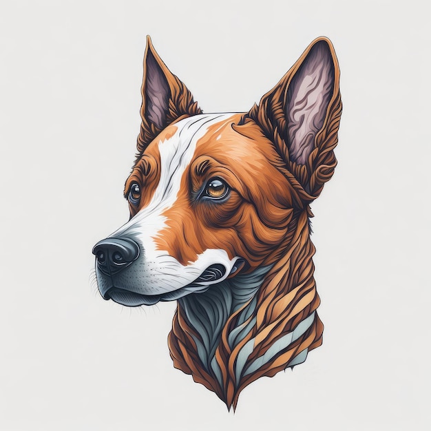 Illustration of a dog head on a gray background