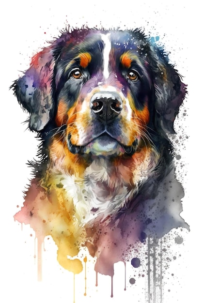 Illustration dog in watercolor Animal on a white background generative AI