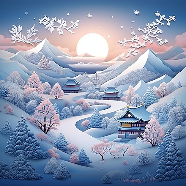 illustration of DongzhiWinter Solstice Festival greeting card