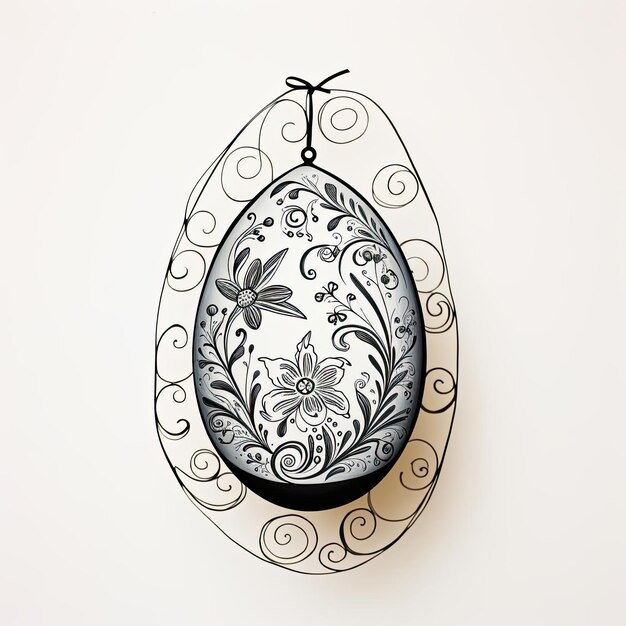 illustration of a doodled easter egg in the style of luxurious wall hangings