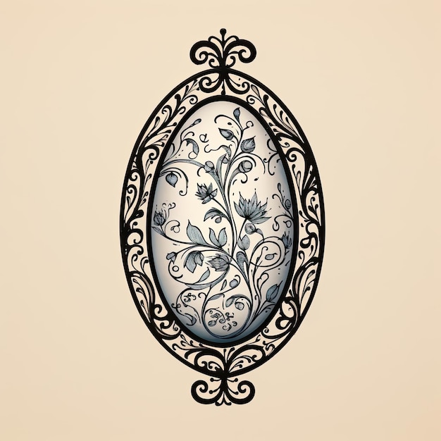 illustration of a doodled easter egg in the style of luxurious wall hangings