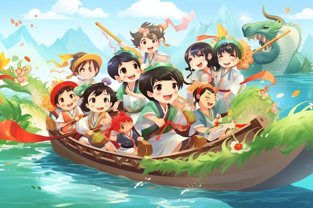 Illustration of Dragon Boat Festival family friendly activities