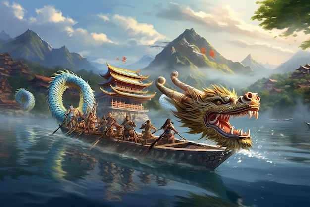 Illustration of Dragon Boat Festival folklore and legends