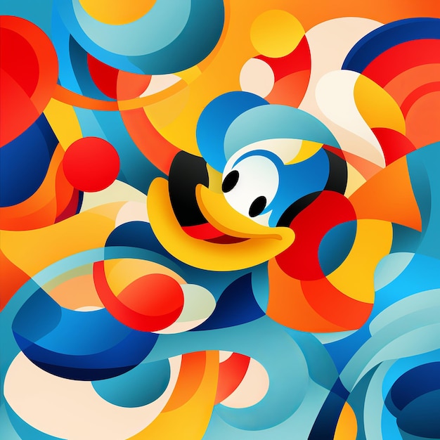 illustration of Draw an abstract colored Donald Duck pattern with