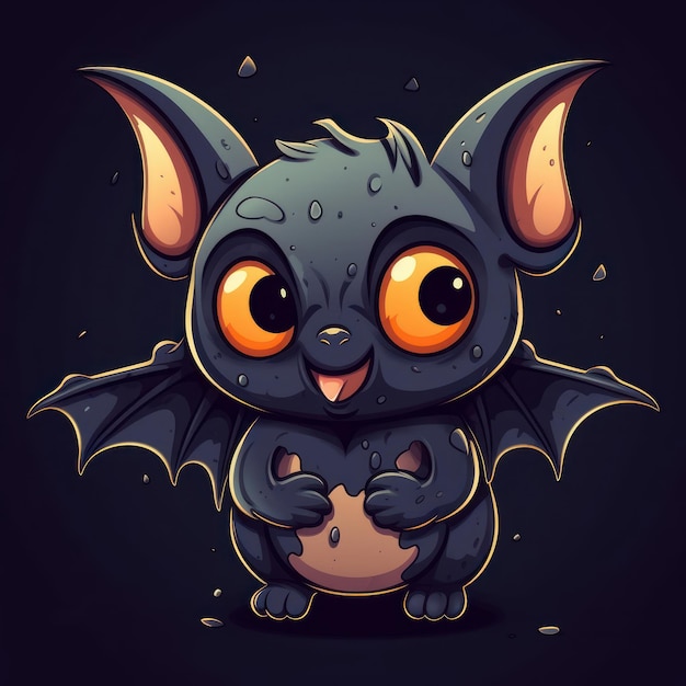 Illustration of a drawing of a Halloween bat