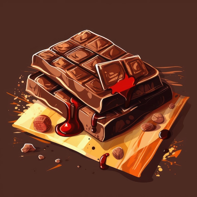 Illustration of a drawing of a portion of chocolate